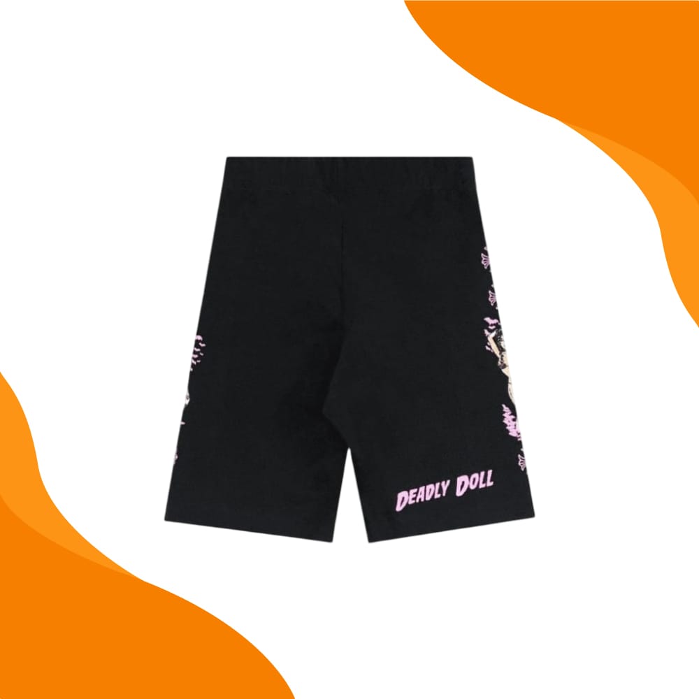 Black Chrome Heart Shorts