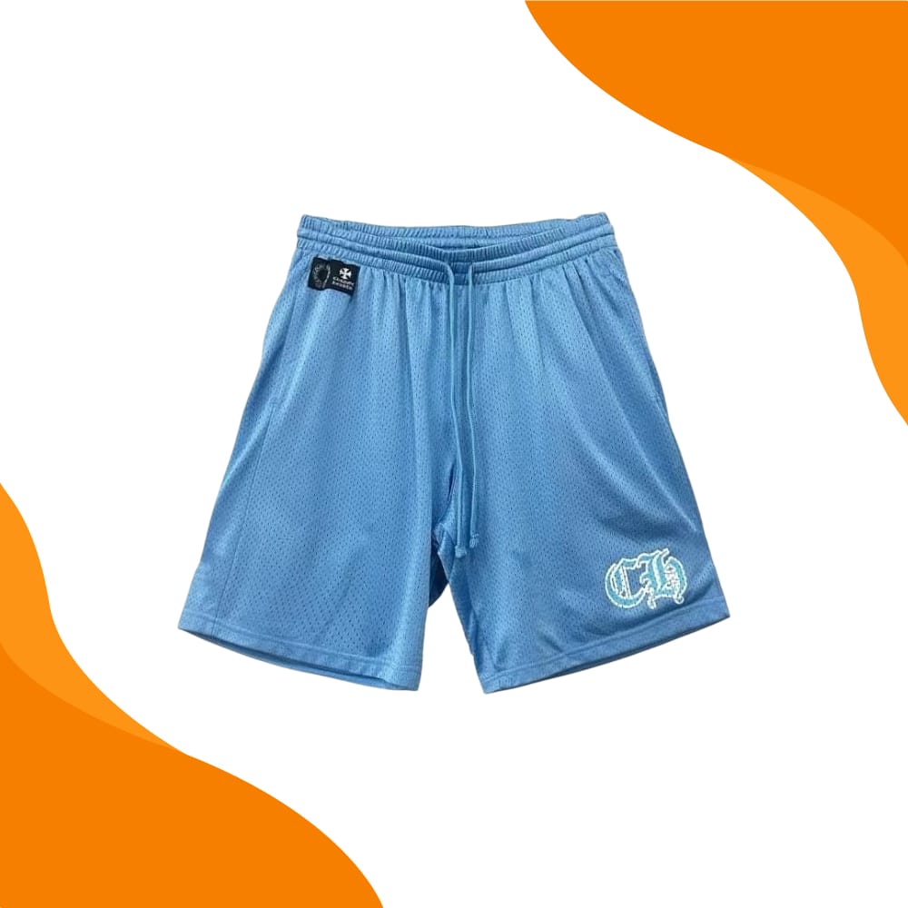 Blue Chrome Heart Shorts