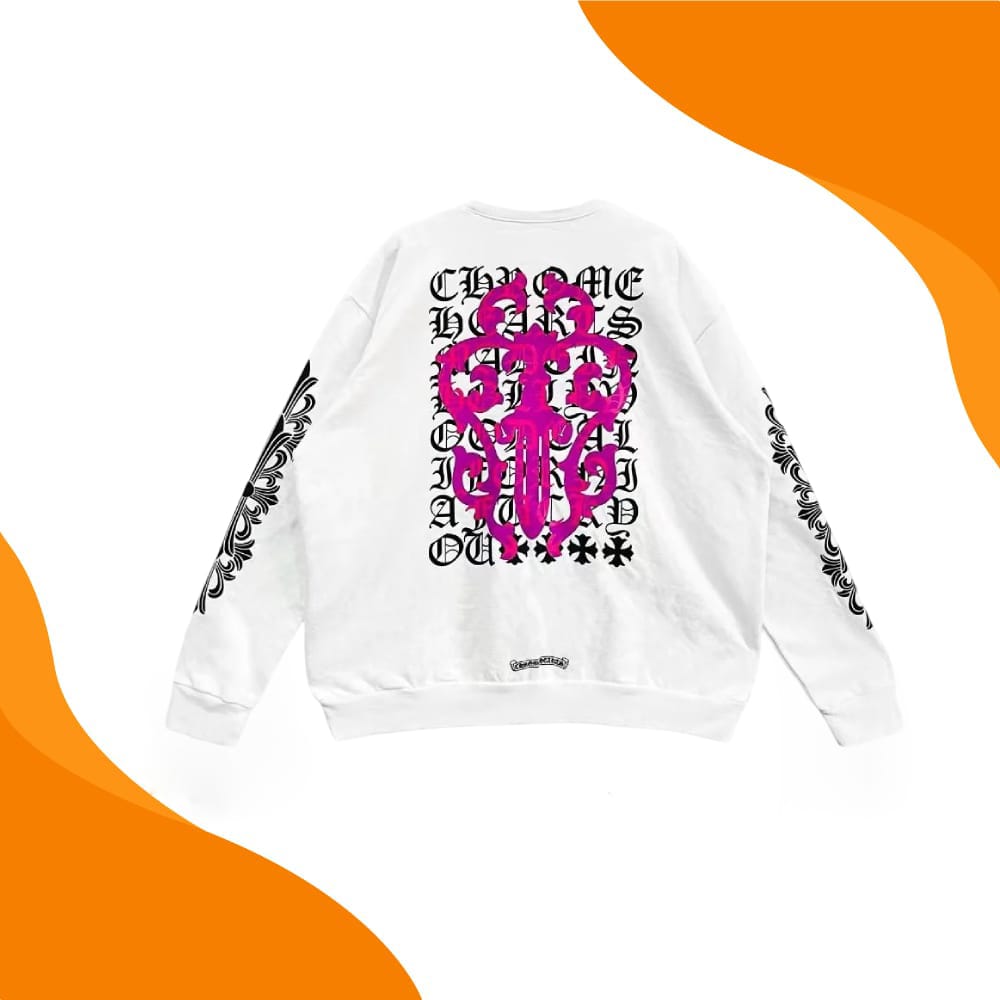 Chrome Hearts Pink Dagger Script Logo Sweatshirt