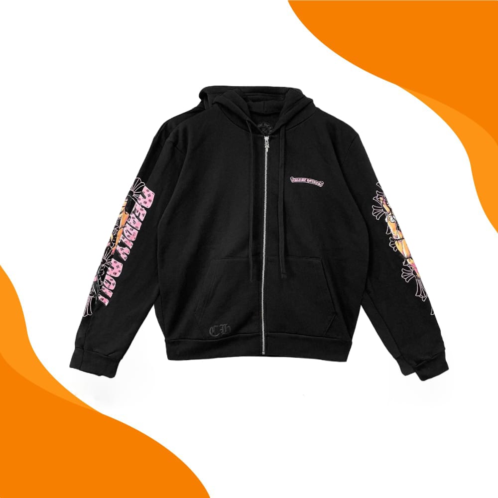 Chrome Hearts Deadly Doll Pink Cross Scroll Hoodie