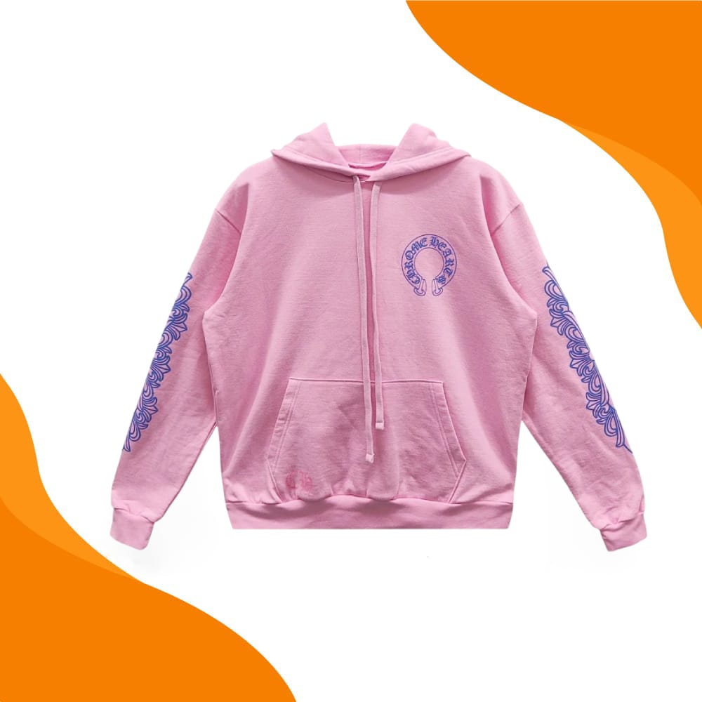 Chrome Hearts Horseshoe Logo Pink Pullover Hoodie