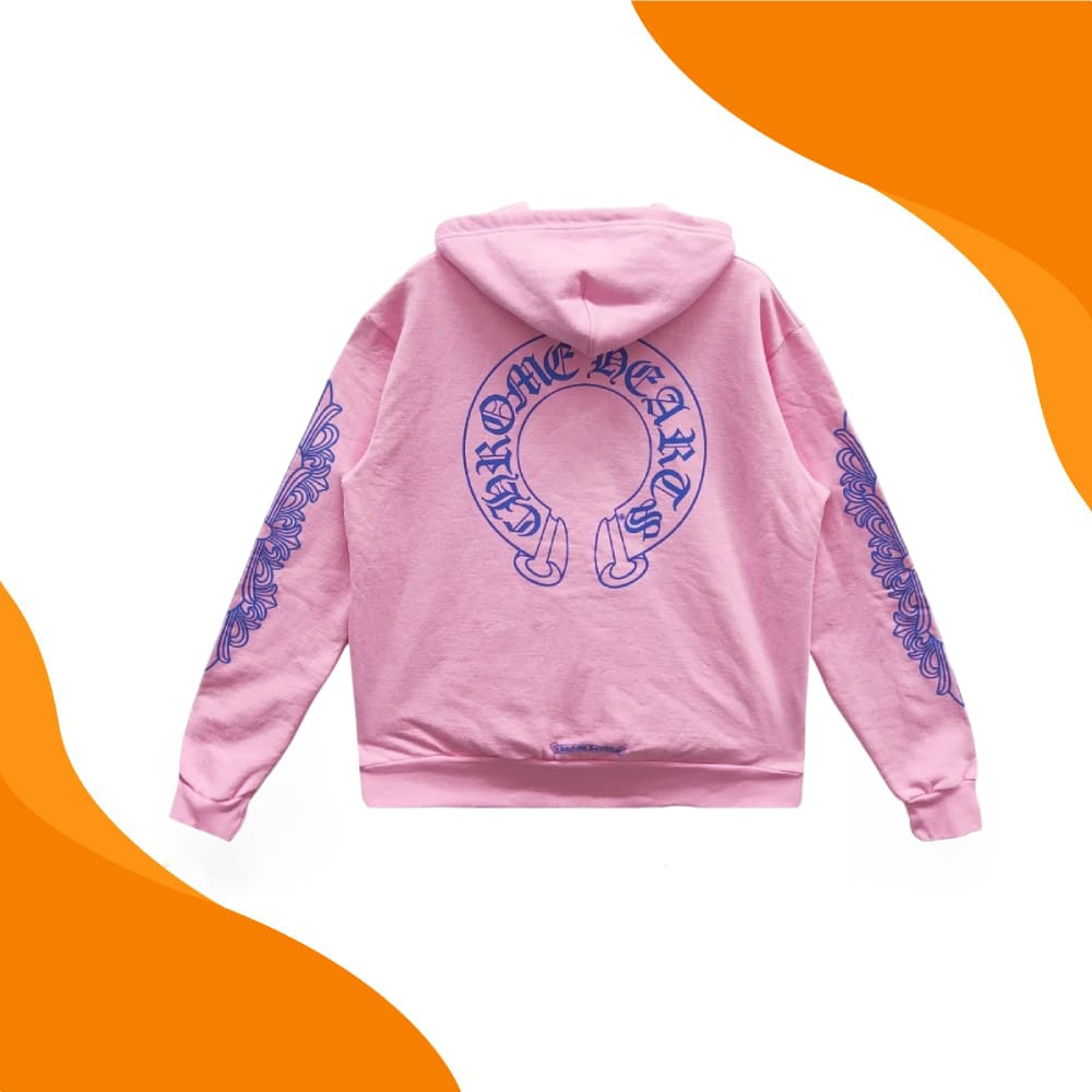 Chrome Hearts Horseshoe Logo Pink Pullover Hoodie