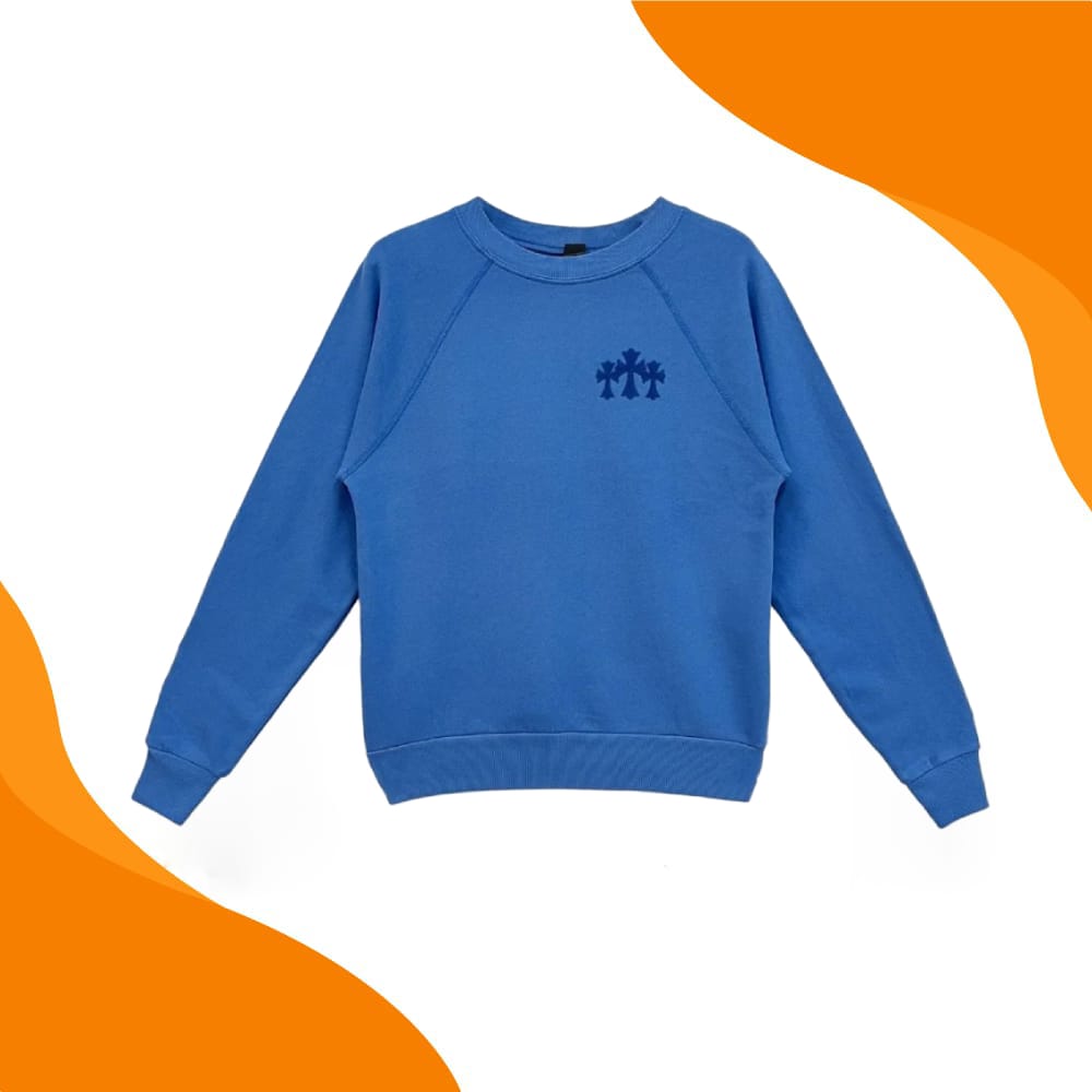 Chrome Hearts Triple Cross CH Blue Sweatershirt