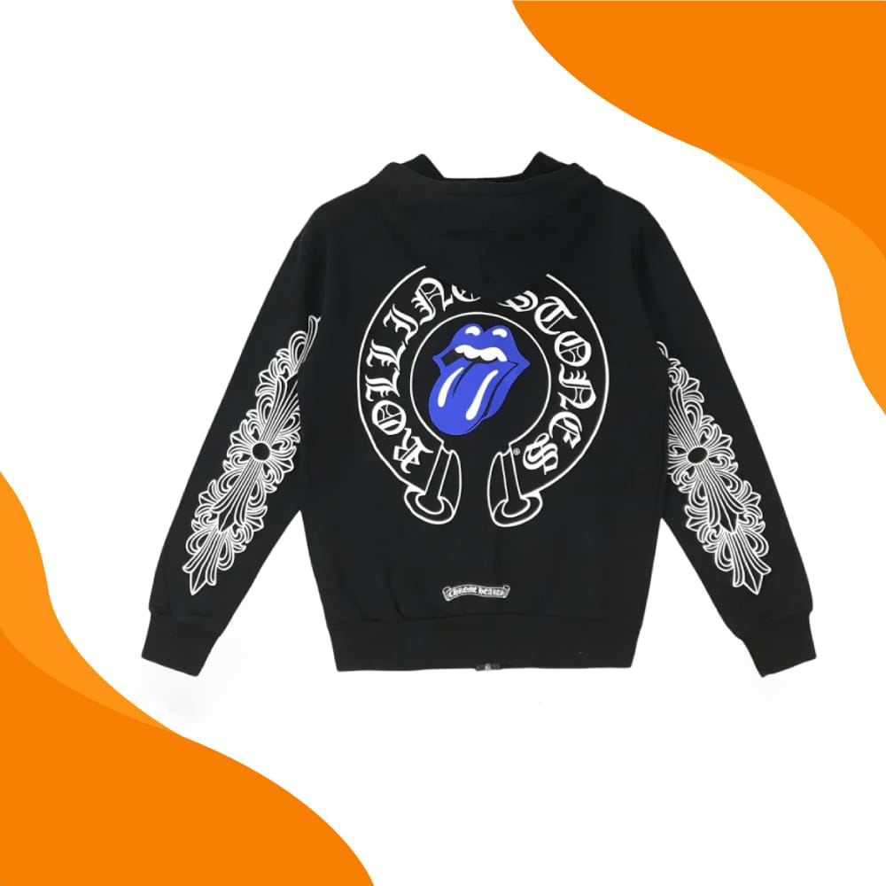 Chrome Hearts Rolling Stones Black Zip Up Hoodie