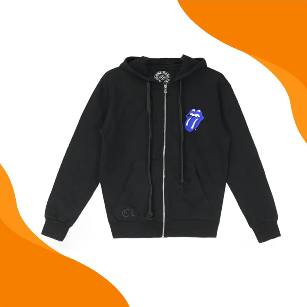 Chrome Hearts Rolling Stones Black Zip Up Hoodie