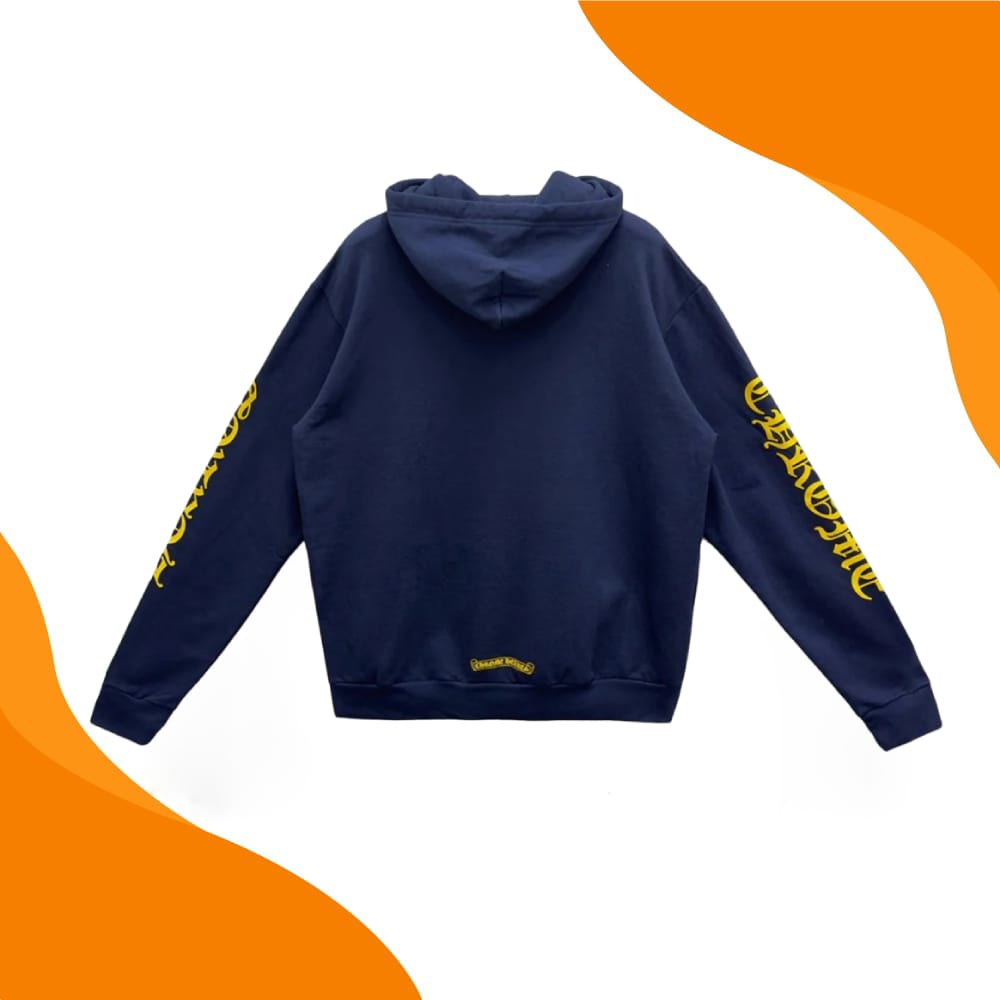 Chrome Hearts Yellow Script Sleeve Navy Hoodie