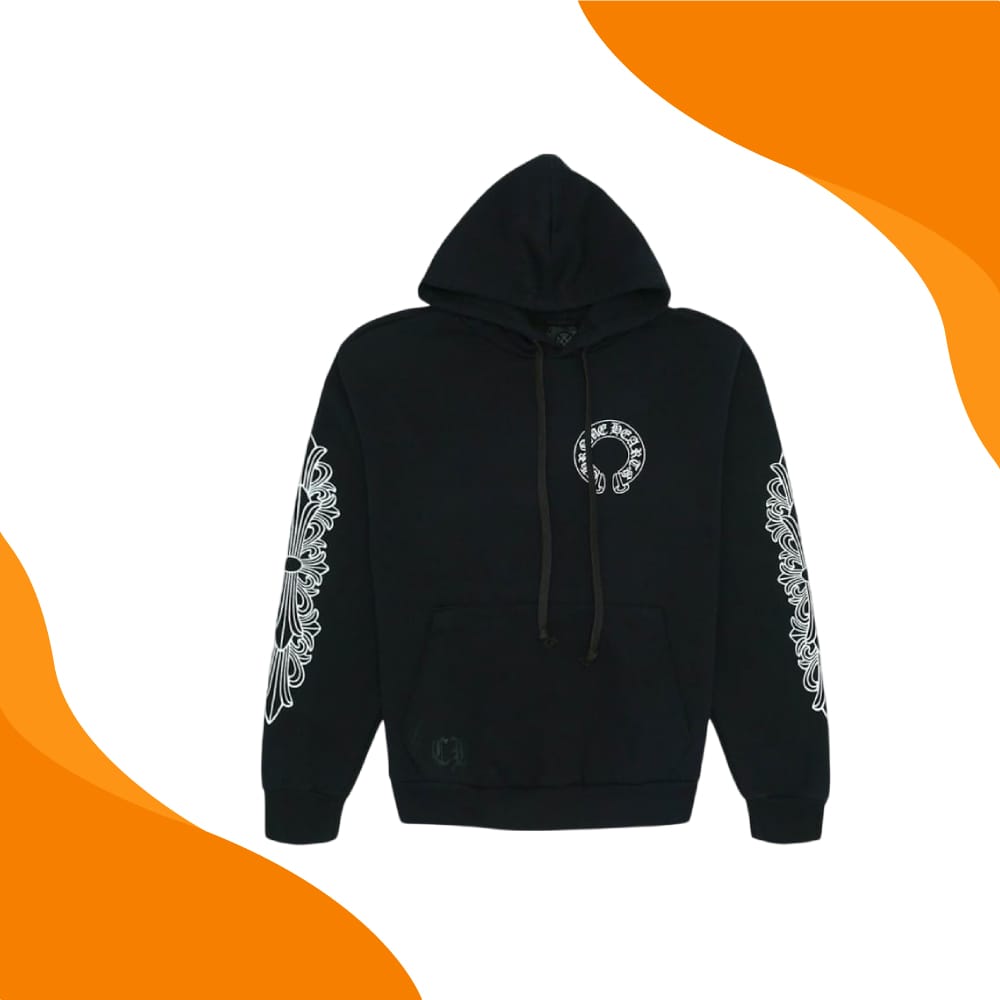 Chrome Hearts Horse Shoe Floral Hoodie Black