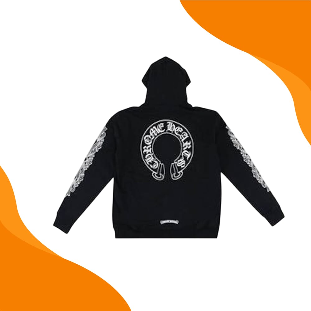 Chrome Hearts Horseshoe Floral Cross Sleeve Zip Up Hoodie