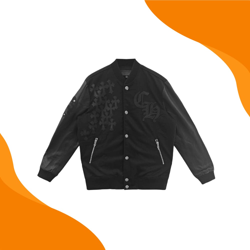 Chrome Hearts Leather Varsity Jacket