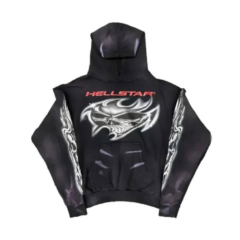 Hellstar Airbrushed Skull Hoodie Black