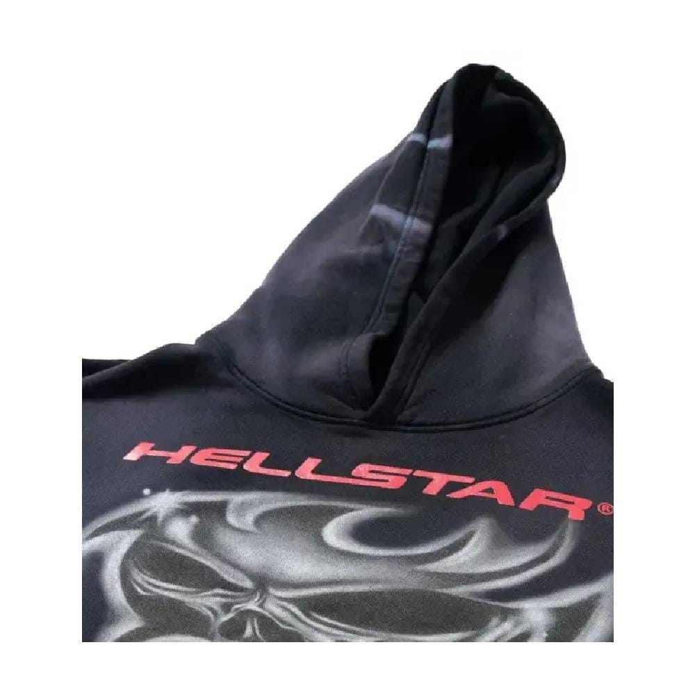 Hellstar Airbrushed Skull Hoodie Black