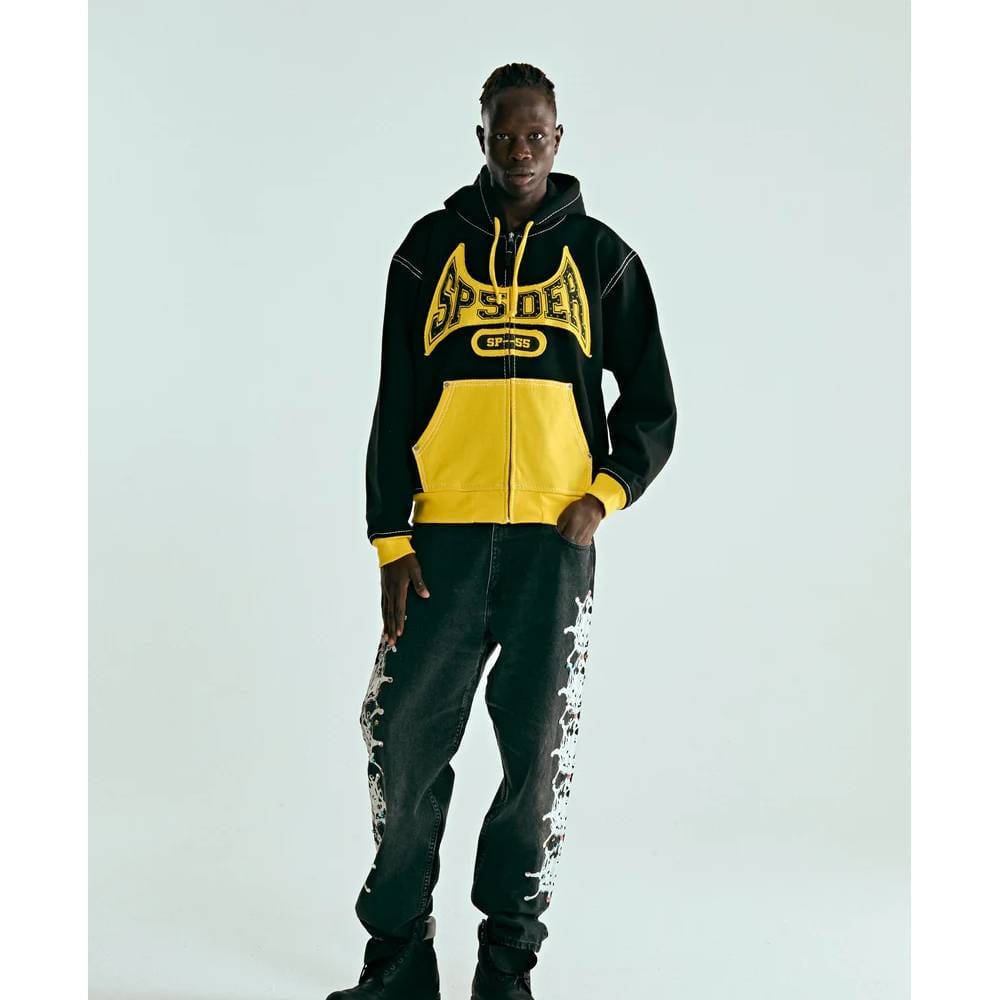 Black and Yellow Sp5der Hoodie