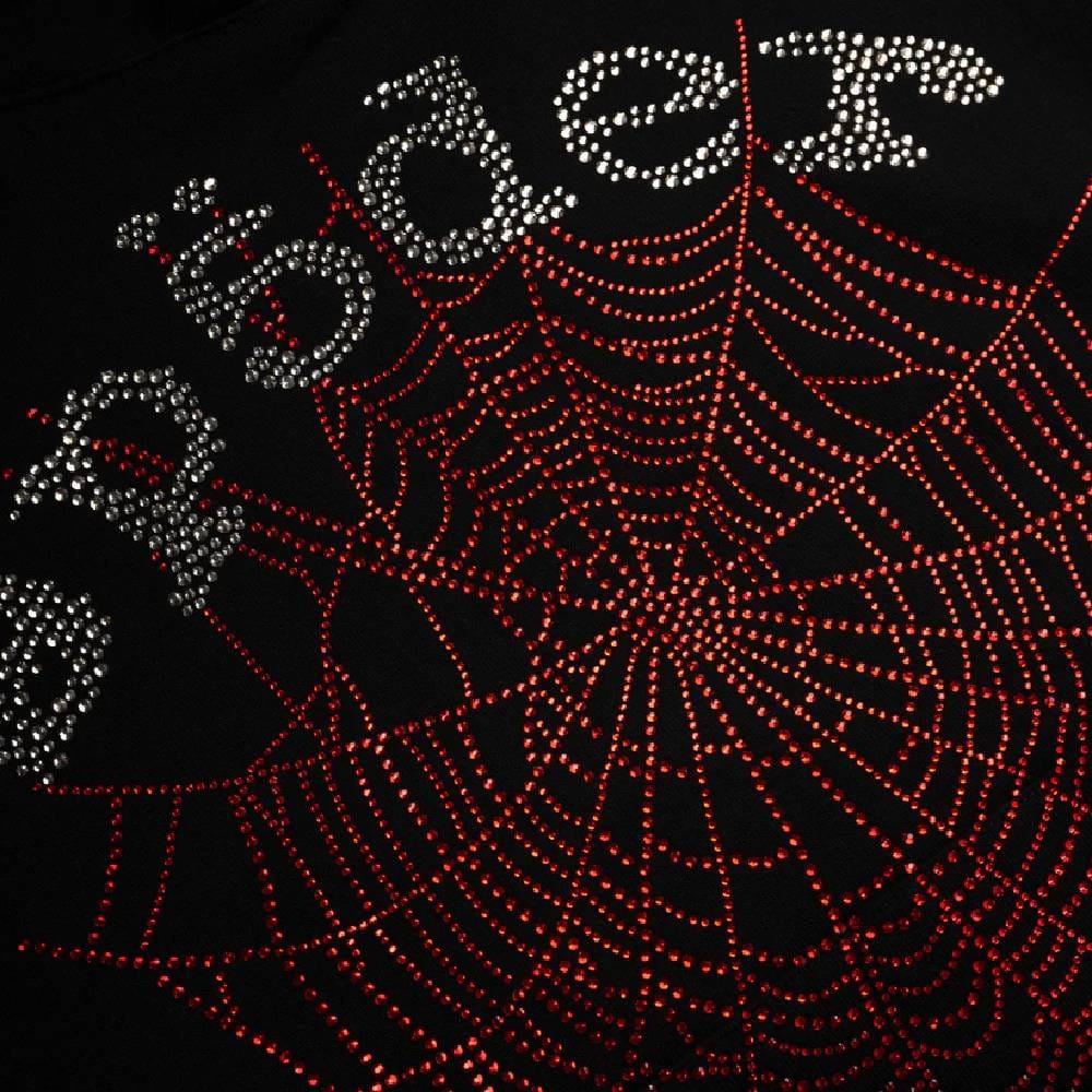 Sp5der Og Rhinestone Hoodie Black