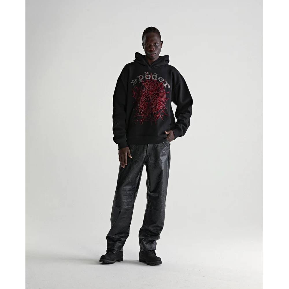Sp5der Og Rhinestone Hoodie Black