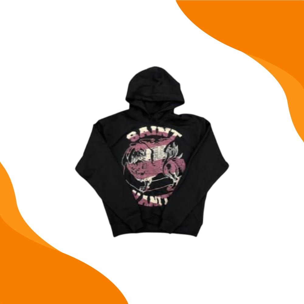 Saint Vanity Logo Hoodie Black Burgundy