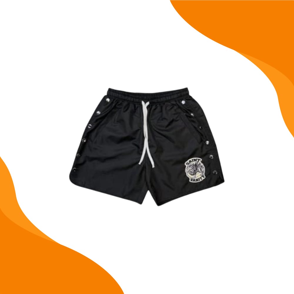 Saint Vanity Logo Nylon Shorts Black