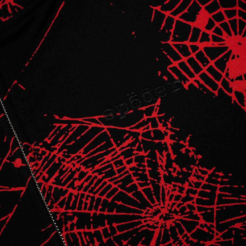 Sp5der Zip Up Hoodie Red