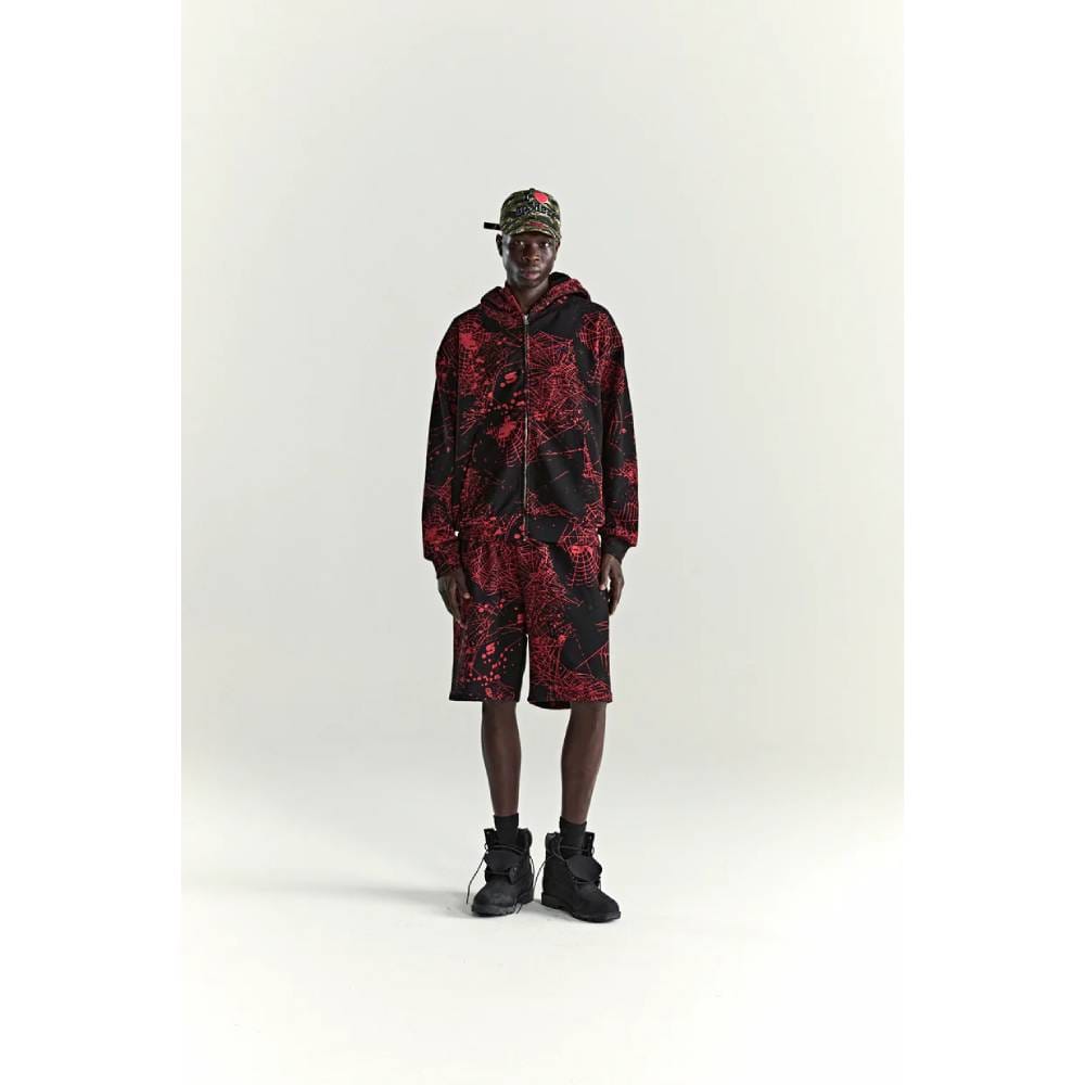 Sp5der Zip Up Hoodie Red