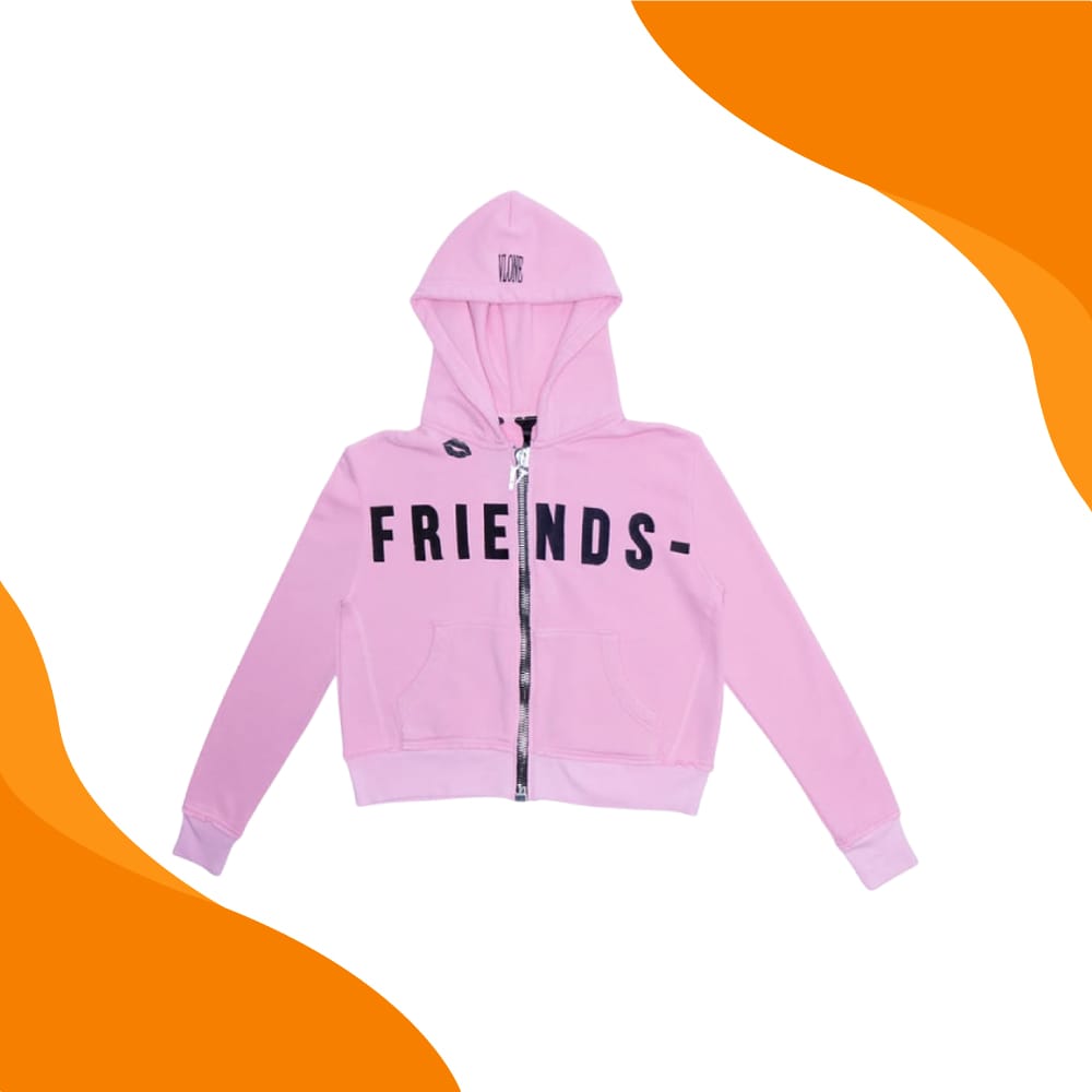 Vlone Zip Up Hoodie Pink