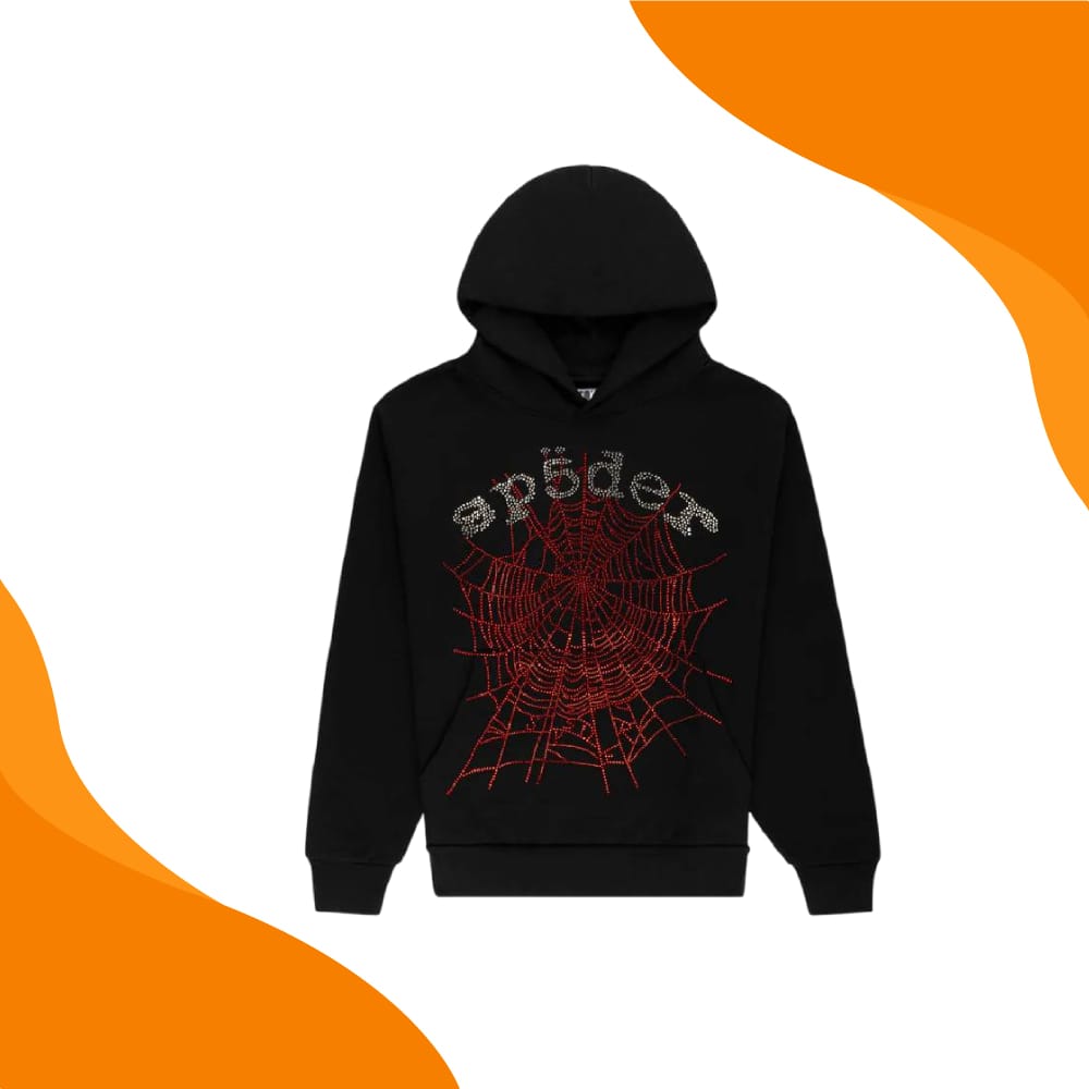 Sp5der Og Rhinestone Hoodie Black