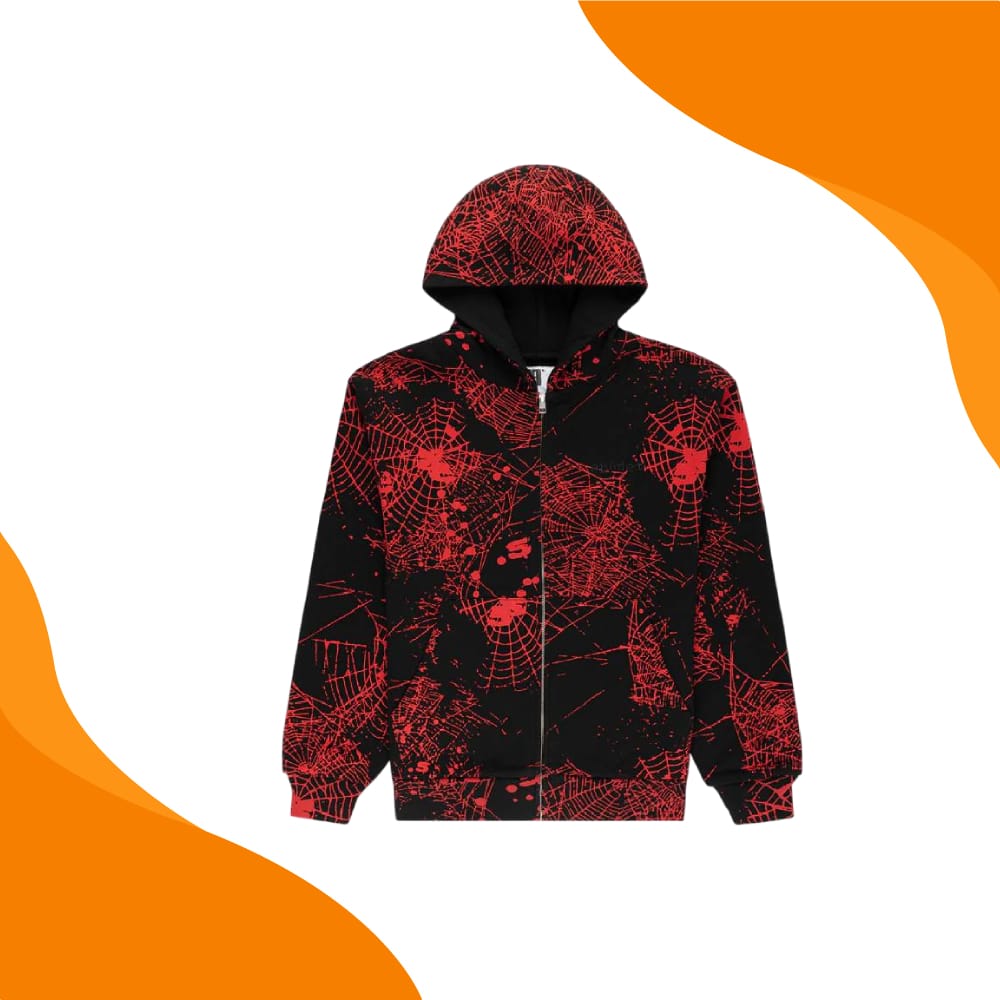 Sp5der Zip Up Hoodie Red